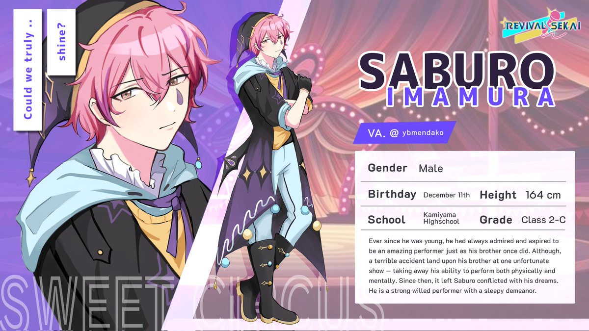 [ CHARACTER PROFILE ]  SABURO IMAMURA
#RevivalSekai #pjsk #プロセカ #pjsktwt #pjskocs