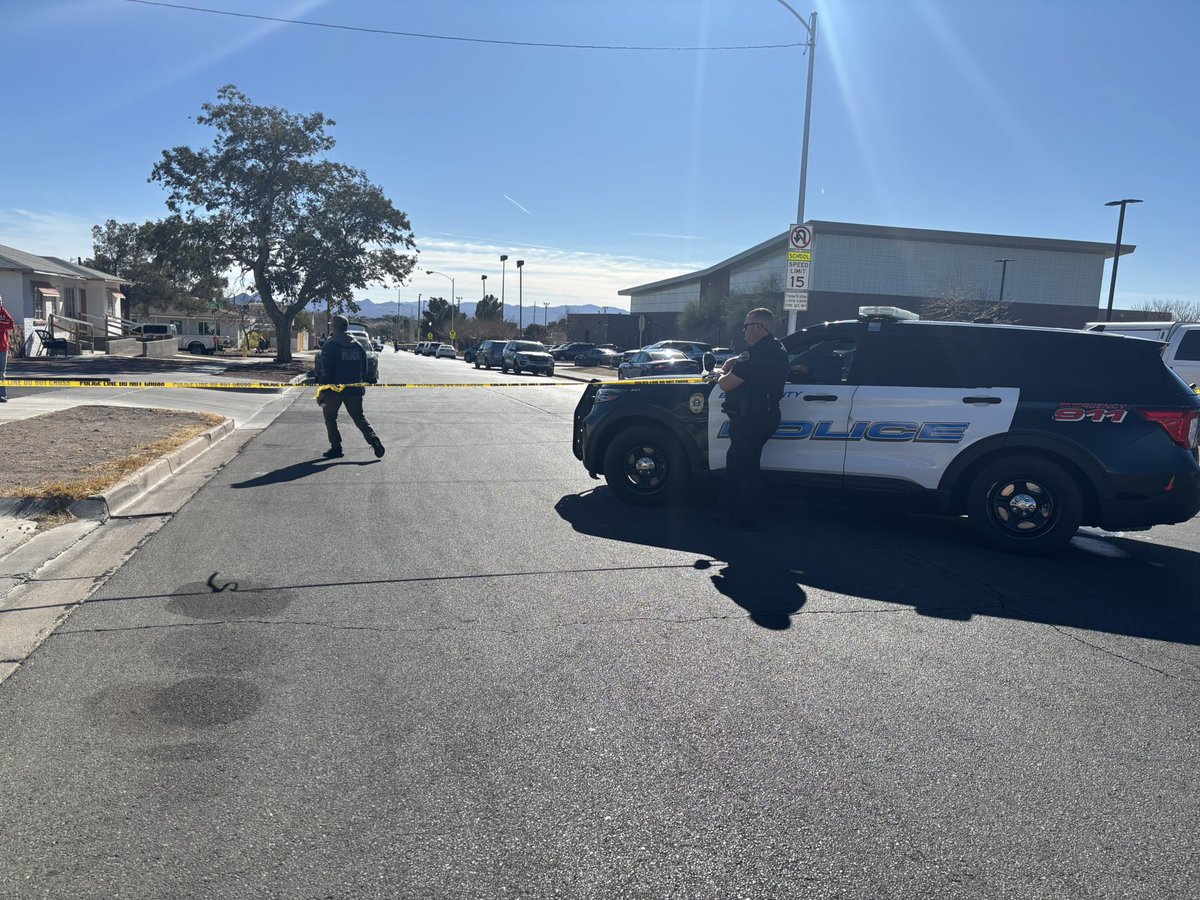 #RIGHTNOW Boulder City Police are investigating an officer involved shooting involving a LVMPD officer. Metro confirmed an officer was involved, but not injured. This is a look at the scene near 6th St. and Avenue G. <a href="/FOX5Vegas/">FOX5 Las Vegas</a>