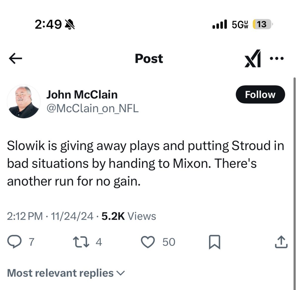 JDingman4's tweet photo. @McClain_on_NFL This is why, John. You saw it with your own eyes too. But here you are again, showing the Texans fans why you are one of the worst people to cover this team. https://t.co/L8sJ4bP4lj