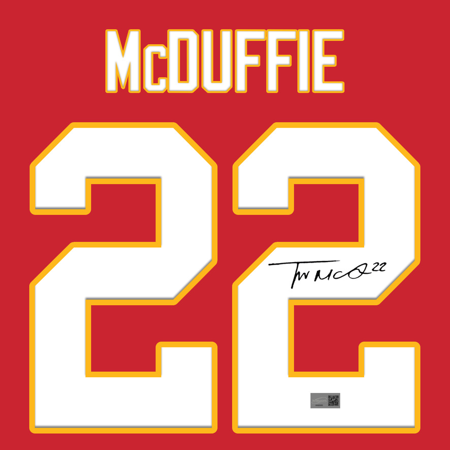 If Trent McDuffie gets an interception AND the Chiefs beat the Bills tonight, we'll give a Trent McDuffie autographed jersey to someone who reposts this post and follows us!