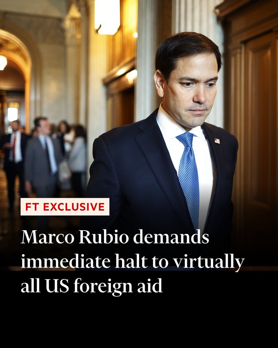 The US secretary of state ordered the immediate halt pending a review into whether they are consistent with President Donald Trump’s policies, according to an internal cable seen by the Financial Times on.ft.com/4gbON9Q