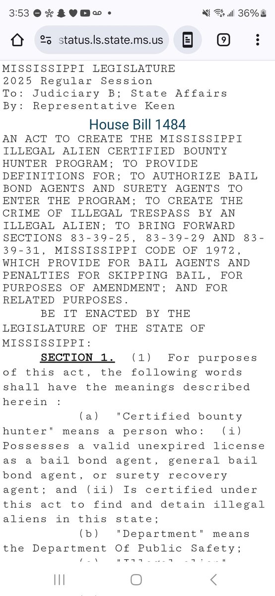 smalls2672's tweet photo. New bill in Mississippi would give illegal aliens life in prison. Mississippi of course is one the top states in the country that uses the most prison labor. Looks like the South is trying to fully open the door back to slavery. 

Link in comments https://t.co/NRqBul9x7a