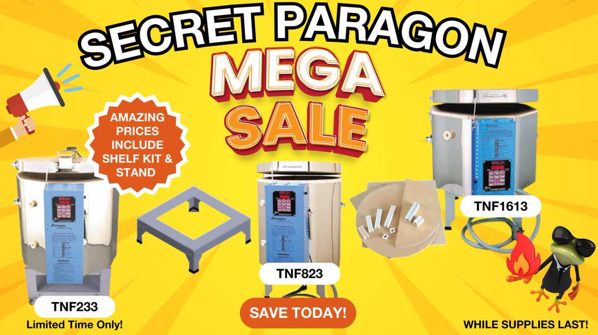 KilnFrog's tweet photo. 🔥BLOWOUT SALE: AMAZING PRICES INCLUDE SHELF KIT AND STAND!  

Score big on Cone 10/2350°F kilns like the TNF823, TNF1613, &amp; TNF233. Don't miss this deal—only for a limited time!  
Shop Now: https://t.co/B3LDqxWmU7
#KilnFrog #ParagonKilns #ShopNow #PotteryKilns #SuperDeal https://t.co/pCKMX77yIO
