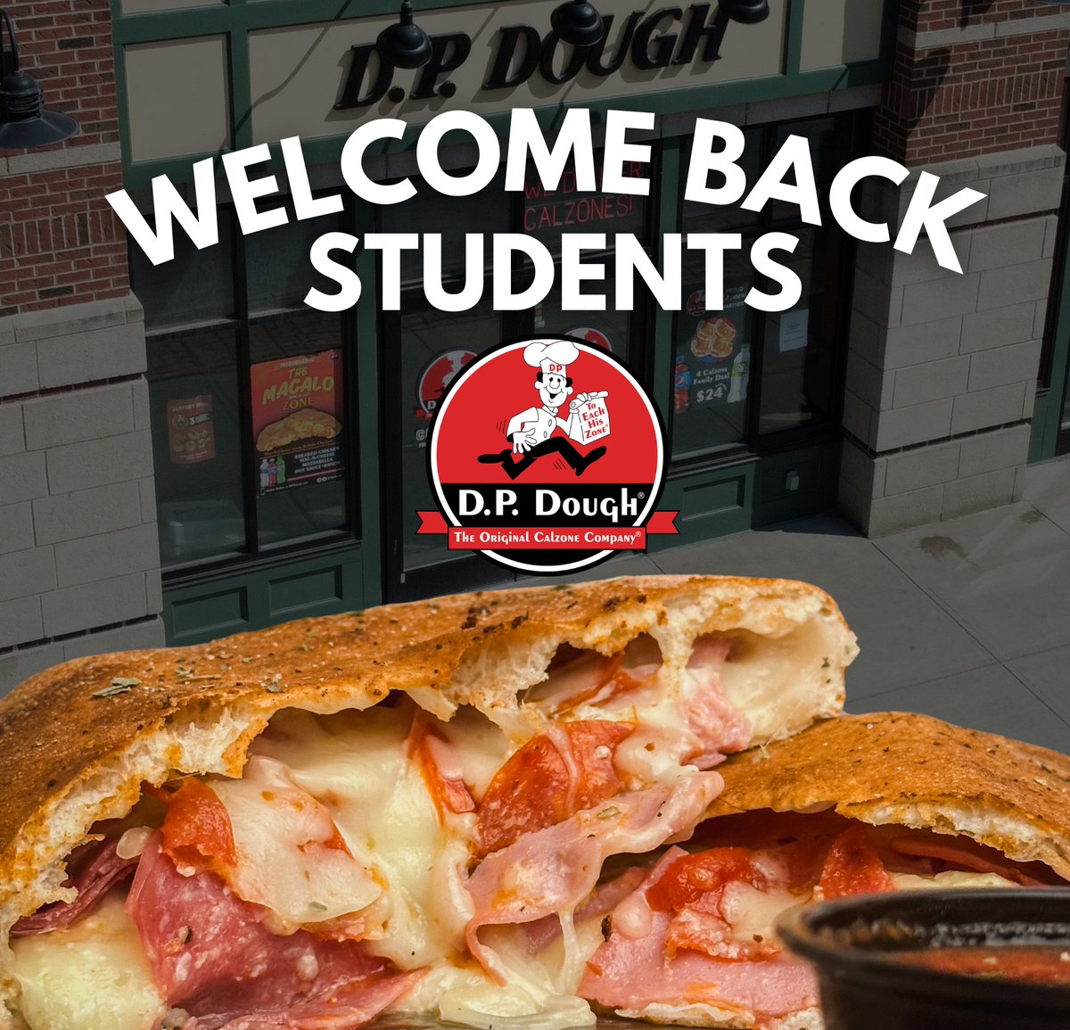 Welcome back, students! 🎓 Kick off the semester with hot, cheesy calzones—your late-night fuel for success. 🥟🔥 Order now!

Order on our app📱 or online at dpdough.com
