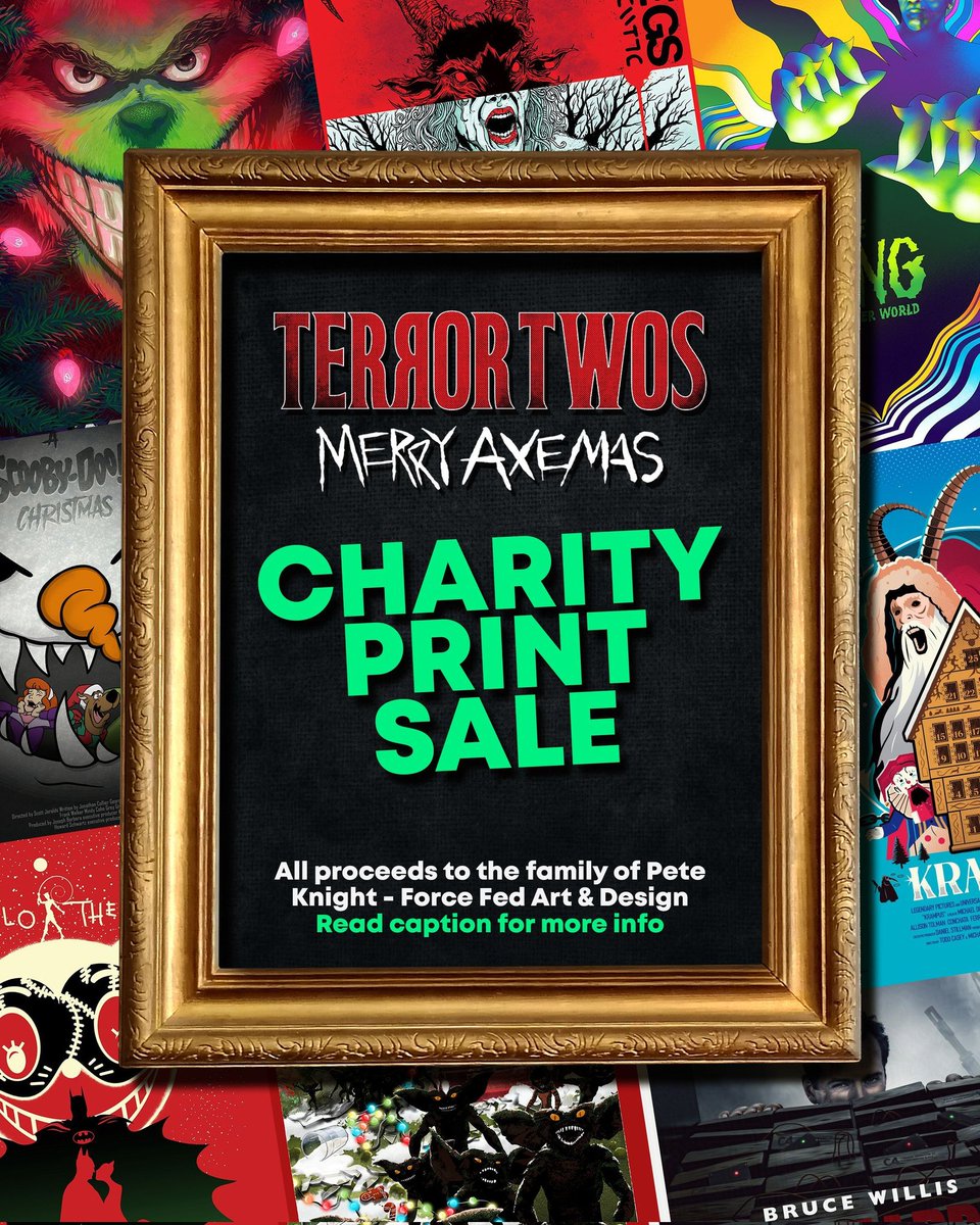 💀 Charity Print Sale Announcement 💀 

All of the artworks from our #MerryAxemas art show will be available to purchase on the 31st January, from 5pm UK time, until the 7th February.

All posters are A3 size.
£14.99 each.

Link below for more details 👇🏻

posterspy.com/store/terror-t…