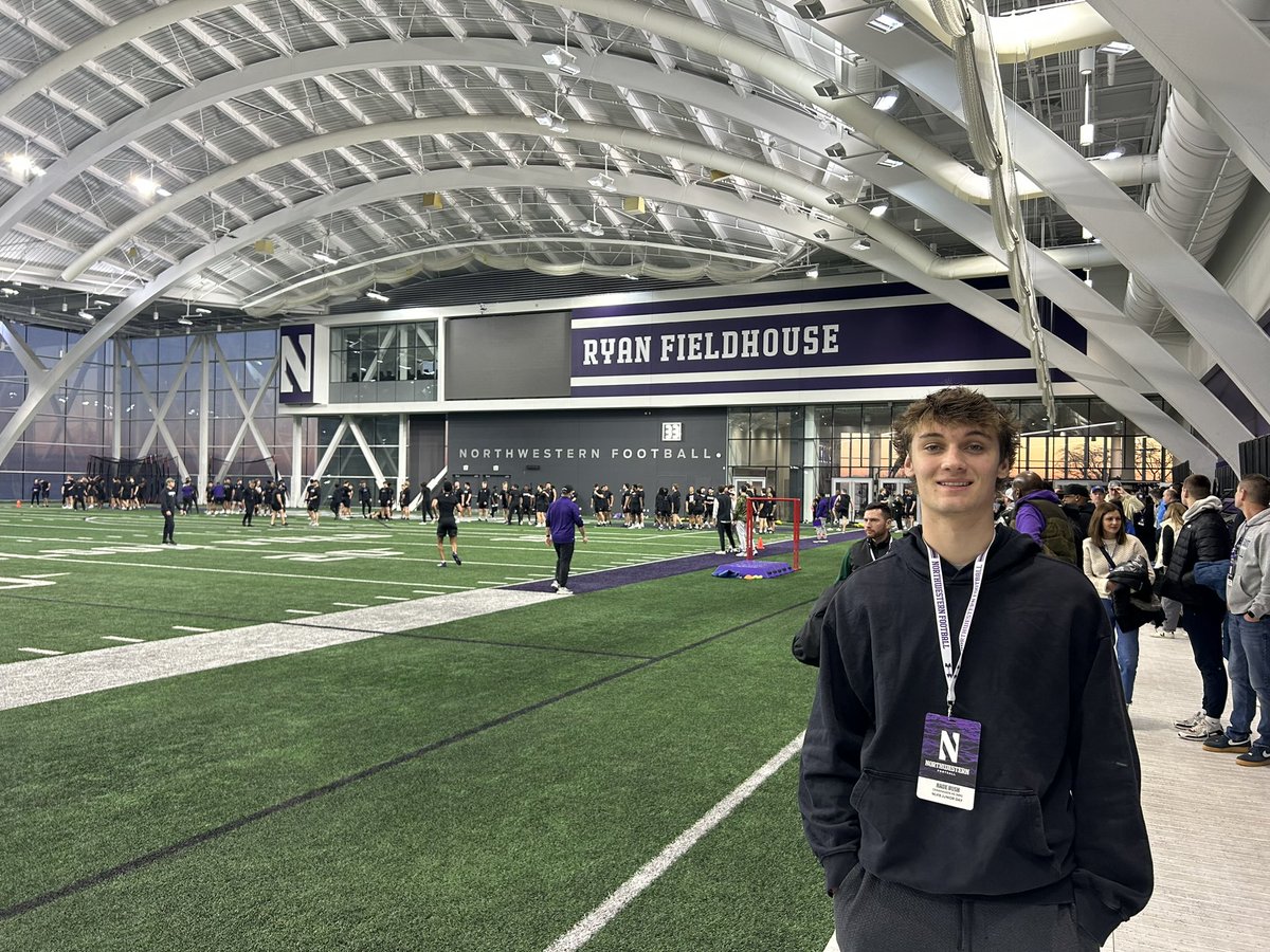 Had an awesome time at <a href="/NUFBFamily/">Northwestern Football</a> Junior Day. Thanks for the invite! <a href="/Creightp/">Paul Creighton</a> <a href="/Coach_Mulford/">Sam Mulford</a> <a href="/CoachLujan/">Zach Lujan</a> <a href="/DavidBraunFB/">David Braun</a> <a href="/Ean_Deno/">Ean Deno</a>