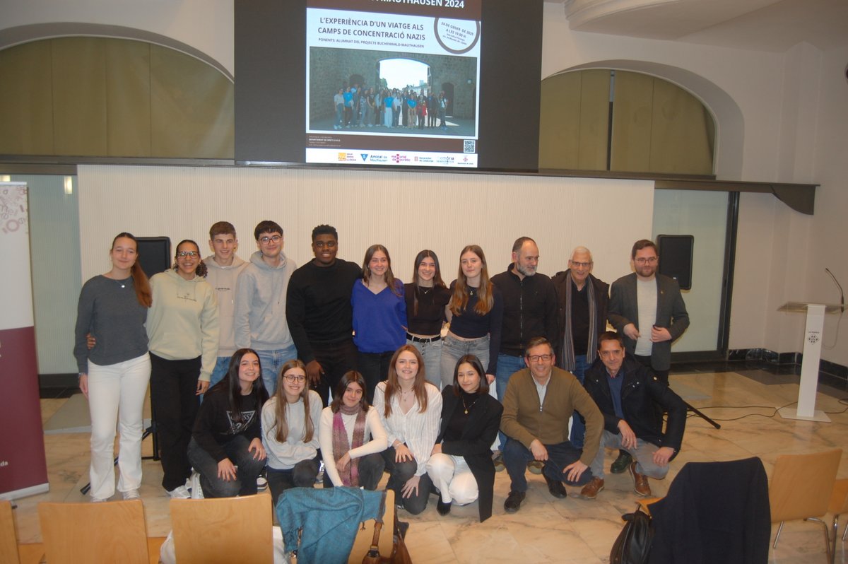 dretscivilsll's tweet photo. Avui hem escoltat l'experiència de l'alumnat de diversos centres educatius de #Lleida que van viatjar a #Mauthausen, el maig de 2024, per participar en els actes de l'alliberament del camp. Organitzat per @paerialleida amb @amauthausen i @DemdLleida. https://t.co/5x91eiyxNI