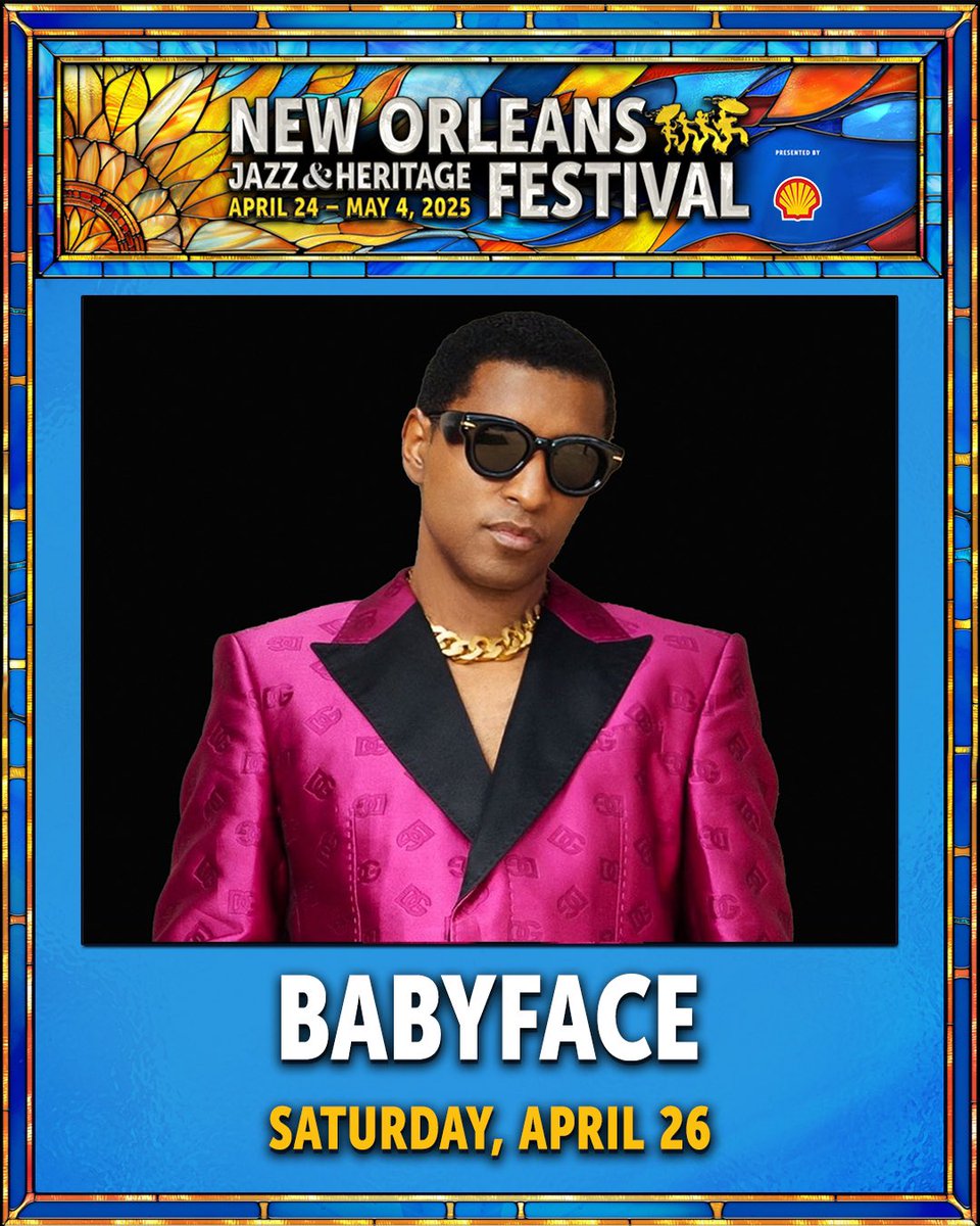 Babyface (@babyface) on Twitter photo I’ll be performing at <a href="/jazzfest/">New Orleans JazzFest</a> on Saturday April 26th! 🎤🎶
Get your tickets at babyfacemusic.com I’ll be performing at <a href="/jazzfest/">New Orleans JazzFest</a> on Saturday April 26th! 🎤🎶
Get your tickets at babyfacemusic.com