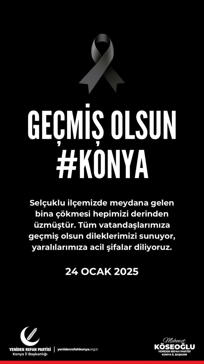 KoseogluMehmet's tweet photo. Selçuklu İlçemizde meydana gelen bina çökmesi hepimizi derinden üzmüştür. Tüm vatandaşlarımıza geçmiş olsun dileklerimizi sunuyor, yaralılarımıza acil şifalar diliyoruz. https://t.co/iuFE0xQrCK