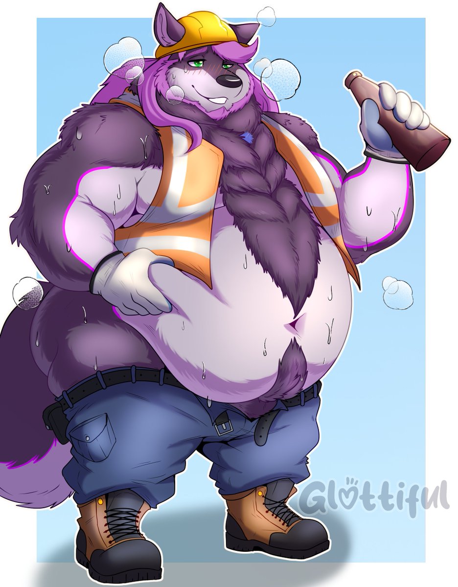 glottiful's tweet image. Drunk, sweaty and tired on the job - YCH
Many thanks to @ChromeSilverpaw for the opportunity