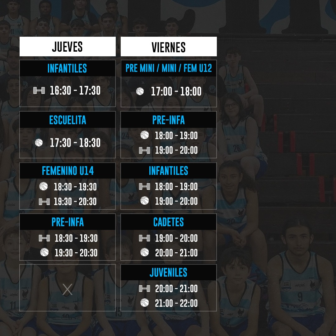 📣 LLAMADO A ASPIRANTES DE FORMATIVAS: BASKET MASCULINO Y FEMENINO 🏀💙

Si naciste entre 2009 y 2016, podés ser parte de las formativas de Atenas

⚠️ Actualizamos el calendario de entrenamientos. Desde el 27/01 al 21/02 🗓️ 

¡Inscribite ahora en la secretaría del Club!