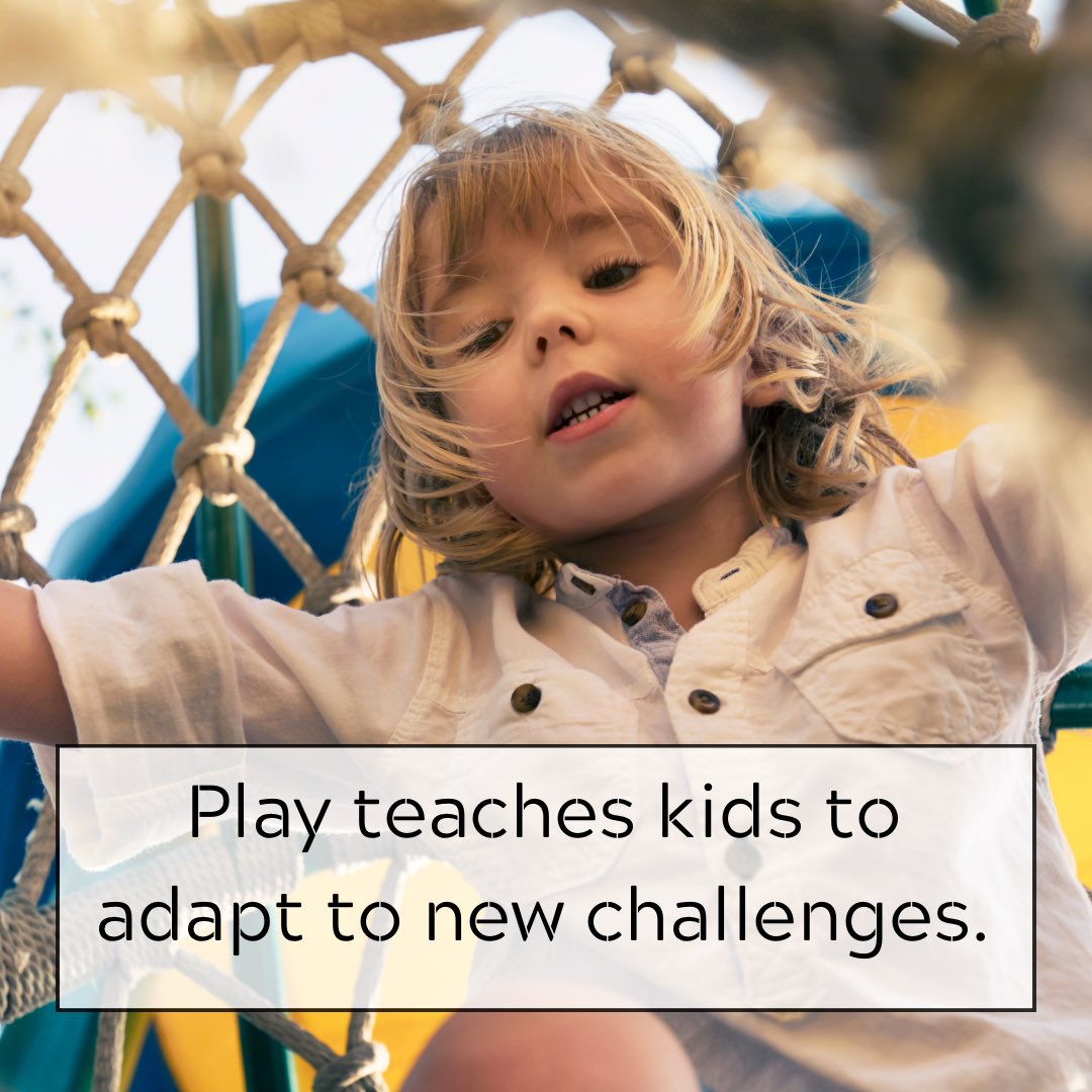 PDPlay's tweet photo. Play teaches kids to adapt to new challenges. It helps them face obstacles, adjust, and persevere, skills they’ll use to tackle life’s uncertainties. #PlayfulPrinciples #AdaptToChallenges https://t.co/4wPUsVxt6s