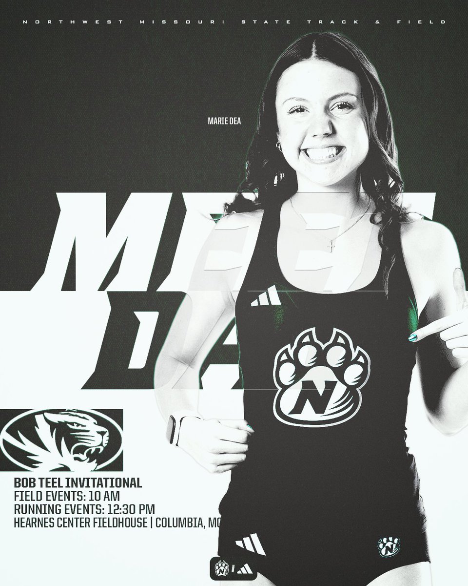 NWBearcatXCTF's tweet photo. It's 𝙈𝙚𝙚𝙩𝘿𝙖𝙮 at Mizzou!

👟: Bob Teel Invitational
🏟️: Hearnes Center Fieldhouse
📍: Columbia, MO
⏰: Field Events - 10 AM
⏰: Running Events - 12:30 PM
📊: https://t.co/UYEbPq5bC1

#OABAAB ||| #CompeteWithPurpose https://t.co/G79DK3kMvs