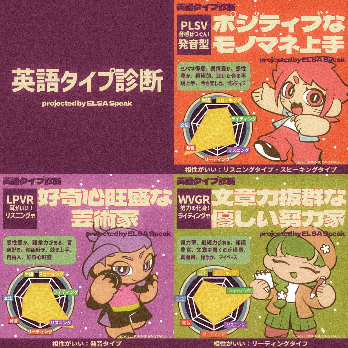 【大人気再燃中！！】3分で分かる英語攻略法！

再リリースにも関わらず、短期間で約200名が診断！  
ELSAの『英語タイプ別診断』、無料だから今すぐ試してみて！  

誰でも無料で、自分だけの「英語タイプ」を7つのタイプから診断できるサービスです！  

- 「自分に合った勉強法がわからない」  
-