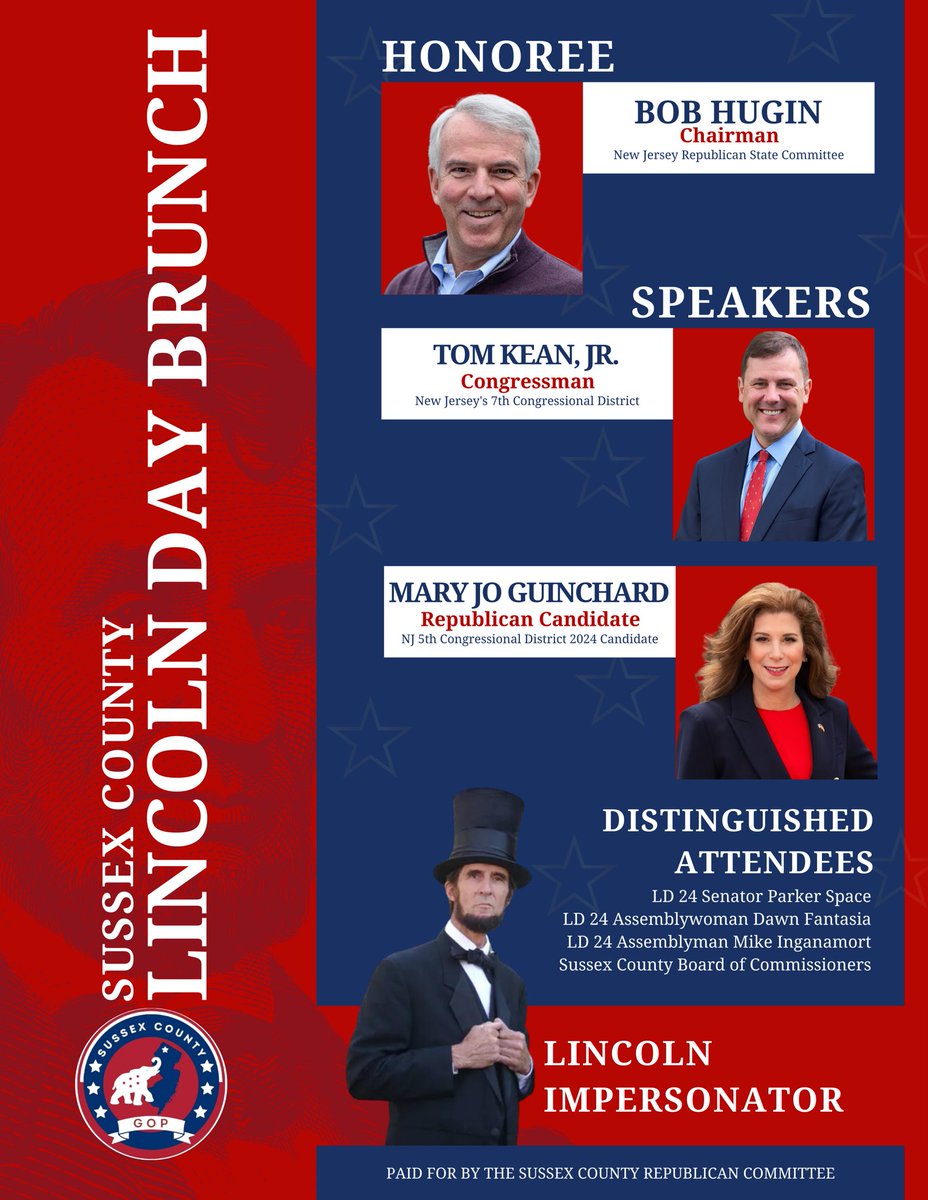 RachelHopatcong's tweet photo. Please join @SussexCountyGOP at the Lincoln Day Brunch on Feb. 22 https://t.co/w6DBH0XSWo