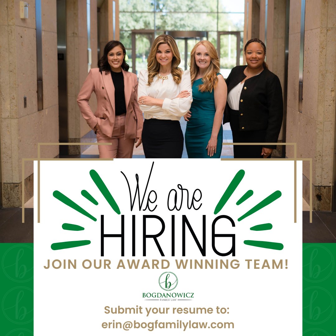Bogdanowicz Family Law is growing, and we’re looking for an experienced, passionate Family Law Attorney to join our Award winning team! #hiring #PlanoJobs #PlanoLawJobs #BFL #BogFamilyLaw