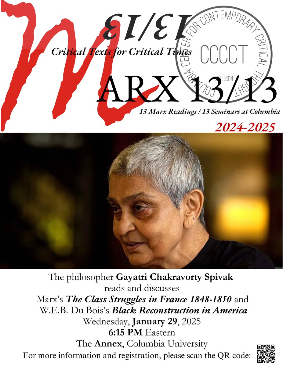 Bernard E. Harcourt (@bernardharcourt) on Twitter photo Join us next week for Marx 7/13 with Gayatri Chakravorty Spivak <a href="/ColumbiaCCCT/">Columbia Center for Contemporary Critical Thought</a> for a discussion of *Class Struggles in France*, Du Bois, and political struggles today! Info and RSVP: marx1313.law.columbia.edu/7-13/
NB: Please join me at <a href="/bernardharcourt/">Bernard E. Harcourt</a>.bsky.social !!!! Join us next week for Marx 7/13 with Gayatri Chakravorty Spivak <a href="/ColumbiaCCCT/">Columbia Center for Contemporary Critical Thought</a> for a discussion of *Class Struggles in France*, Du Bois, and political struggles today! Info and RSVP: marx1313.law.columbia.edu/7-13/
NB: Please join me at <a href="/bernardharcourt/">Bernard E. Harcourt</a>.bsky.social !!!!