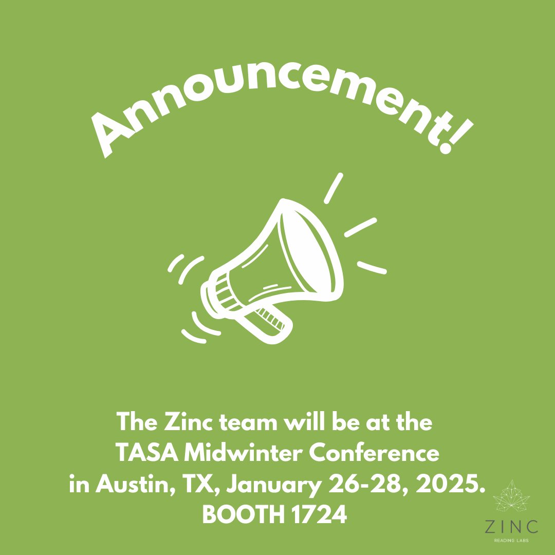 ZincLearning's tweet photo. The Zinc team is excited to meet you at #TASA2025 in Austin, Texas, January 26-28.

Come by Booth 1724 to join in on critical conversations about secondary literacy and try out our comprehensive STAAR Mastery Program!

#reading #testprep #literacymatters #lovetoread https://t.co/GhvP9LrQKe