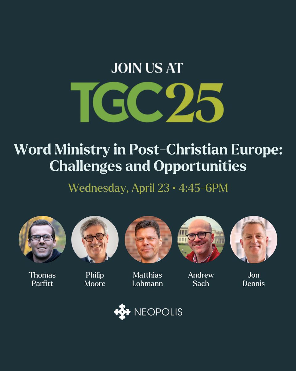 We're excited to be returning to The Gospel Coalition Conference this year to bring you two special auxiliary events on April 23rd, generously sponsored by Crossway Books:

Learn more about the events, panelists, and registration details here: eventbrite.com/o/neopolis-net…