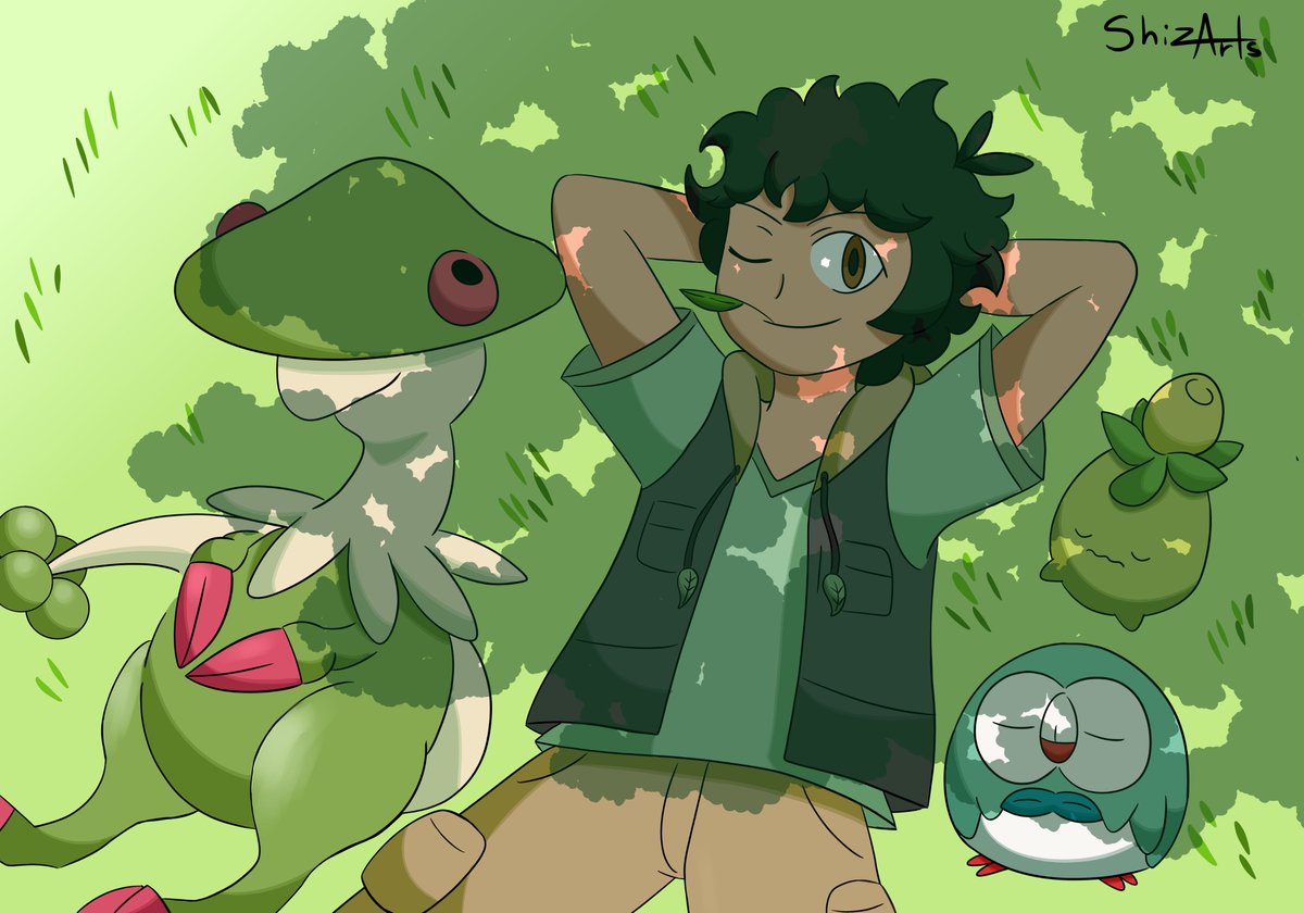shiz_arts's tweet photo. Dibujandome como entrenador Pokémon de cada tipo.
Esta vez tocó el tipo planta
#Pokemon #digitalart https://t.co/KlzPvgVs28