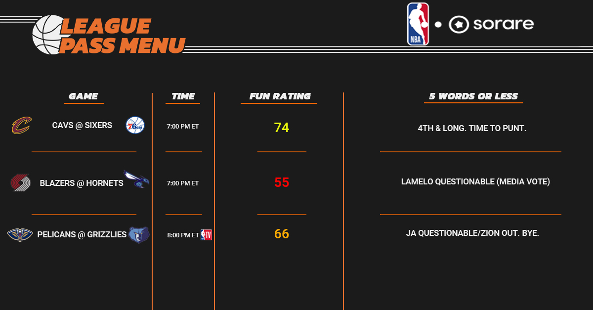 League Ass Menu, 1/24/25: