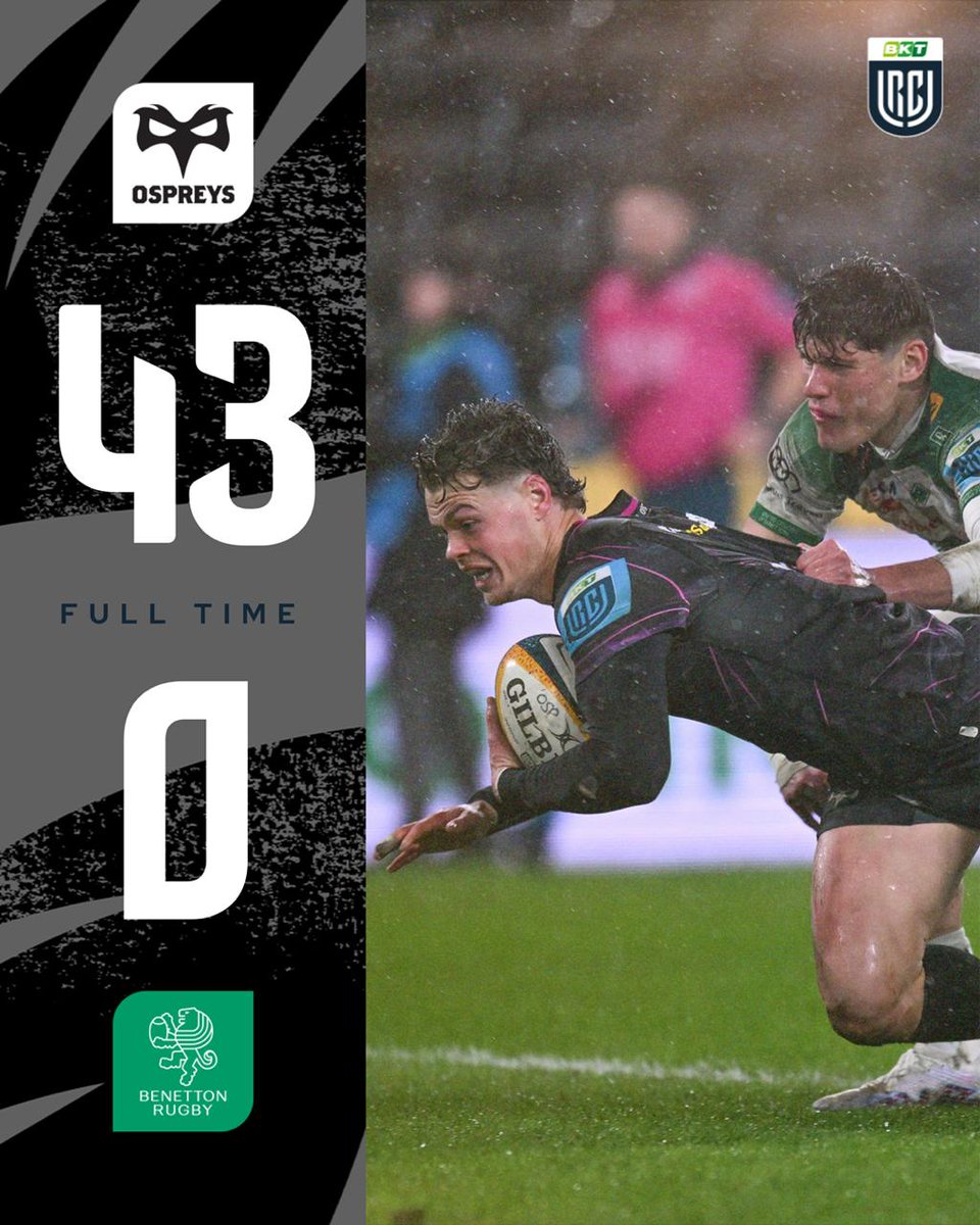 URCOfficial's tweet photo. A storm was forecasted in Swansea, and it came in the form of @ospreys ๐ช๏ธ
They leave the pitch with 43 unanswered points!
#BKTURC #URC | #OSPvBEN https://t.co/qaq4xqphL7