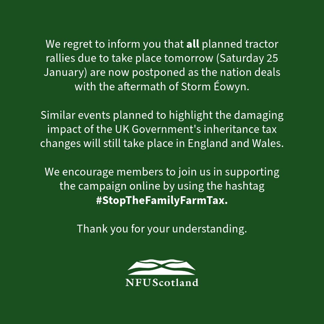 An update on all planned tractor rallies - Saturday 25 January ⬇️ 

#StopTheFamilyFarmTax