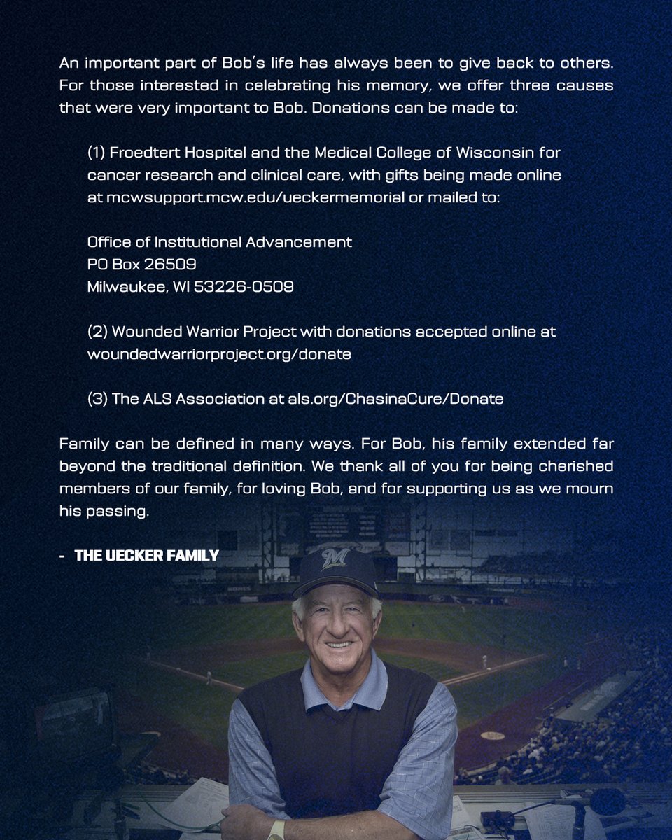A Message of Gratitude from the Uecker Family