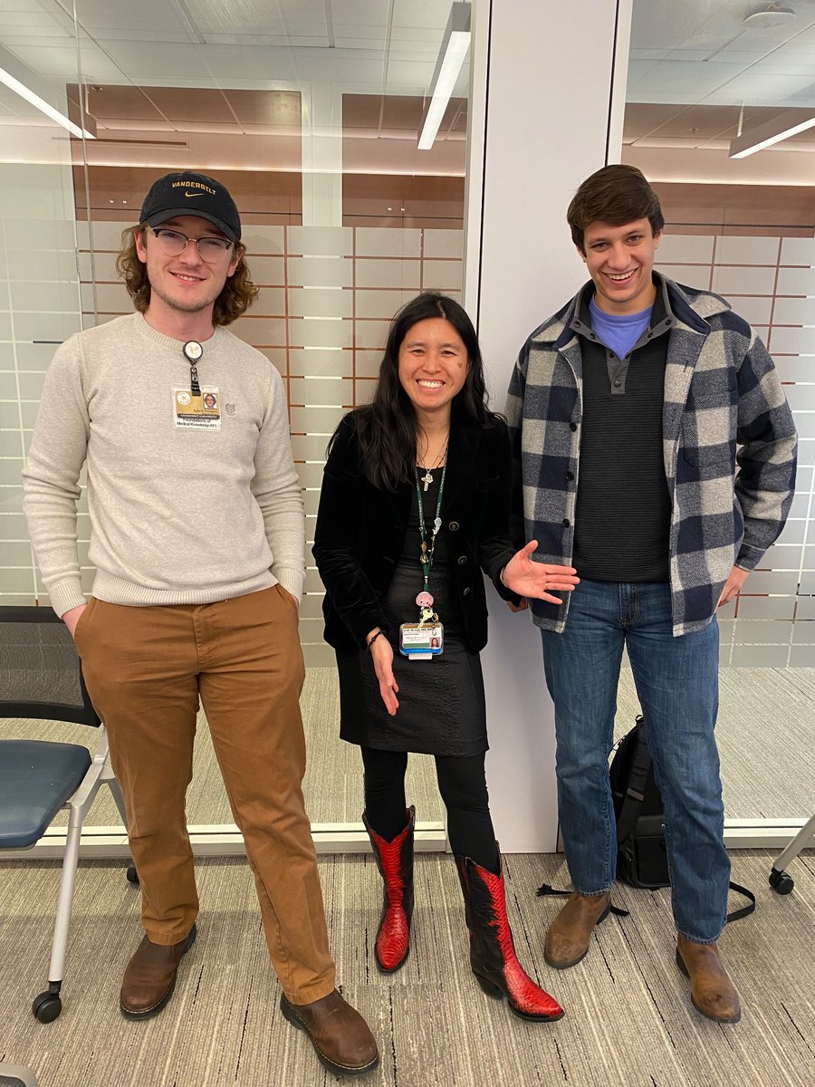acostalmd's tweet photo. Debut of my python #cowboybootFridays 🐍 joined by 2 of our M1s, Dylan and Nikhil! @VUMCneurology @VUmedicine in #VUGabbe red @CJPHealth but I still bleed #VUChapman green @DenaIbrahim8 https://t.co/kRmlTujOJf