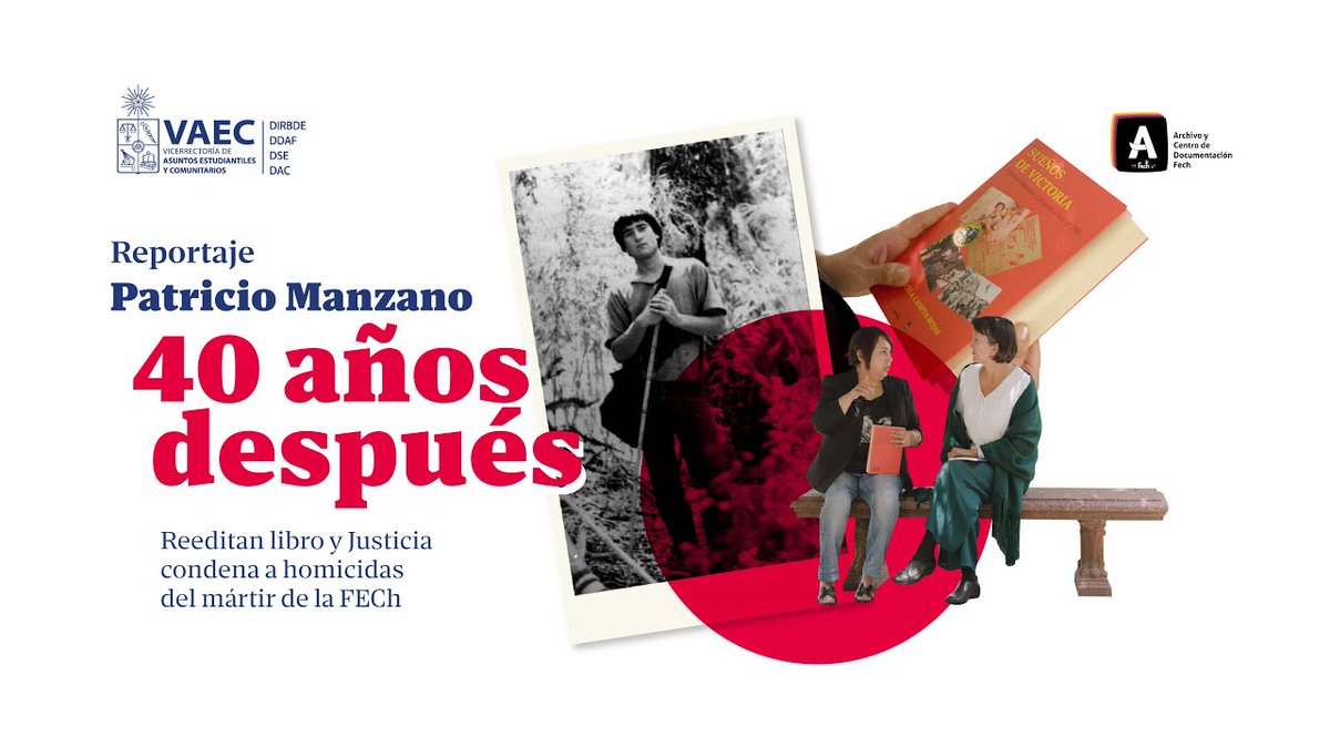 A 40 años de la muerte de Patricio Manzano, que se cumplirá en un par de semanas, un libro reeditado y justicia tardía para el mártir de la FECh. Revisa el video reportaje del Archivo FECH y la <a href="/VaecUchile/">Vaec</a> en: uchile.cl/u225244