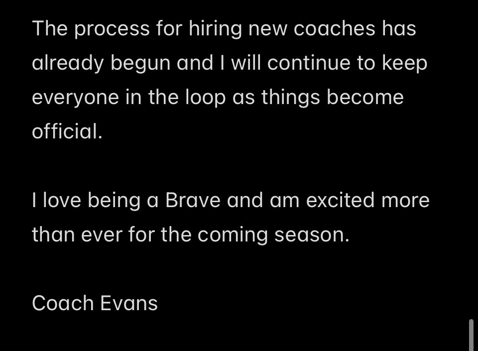 Lady Braves Staff changes 💔💙💛
