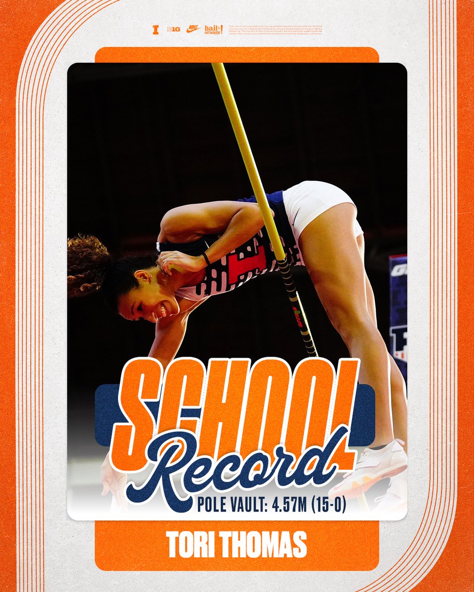 Tori's on top of the pole vault record books!

Her 4.57m (15-0) national leading mark is not only a school record, it's also the Big Ten and UI Armory record!

#WhyNotILL I <a href="/toriana_thomas/">Tori</a>