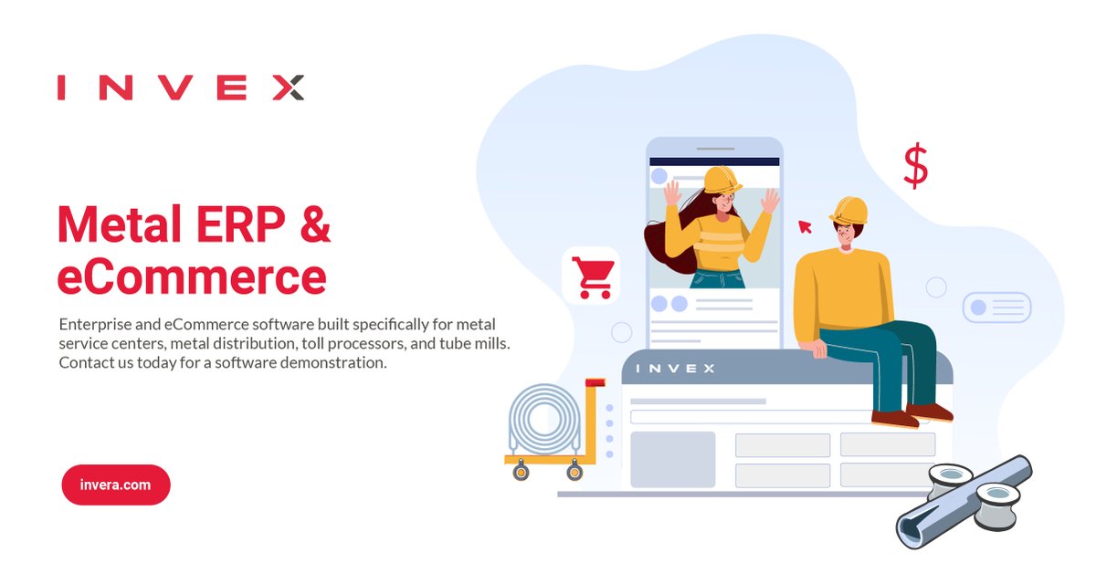 Built for Metal, Powered by INVEX
Transform your operations with the #1 ERP &amp; e-commerce solution for the metal industry.
✔️Quick implementation
 ✔️Intuitive customer self-service
 ✔️Tailored for service centers, tube mills, &amp; more
Let INVEX work for you: invera.com