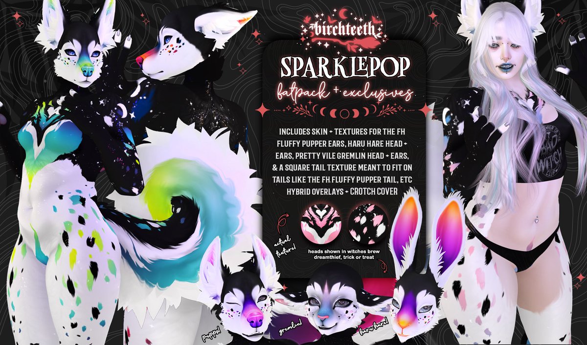 birchteethsl's tweet image. ✨🍃 COMING TO @Abnormal_Event FEB 7th! 🍃✨

WOWE, I’ve got TWO full sets of mods for you guys, sparklepop and the selkies! I’ve also got a pair of shorts, some makeup, freckles and blush for the puppo head!  🧵