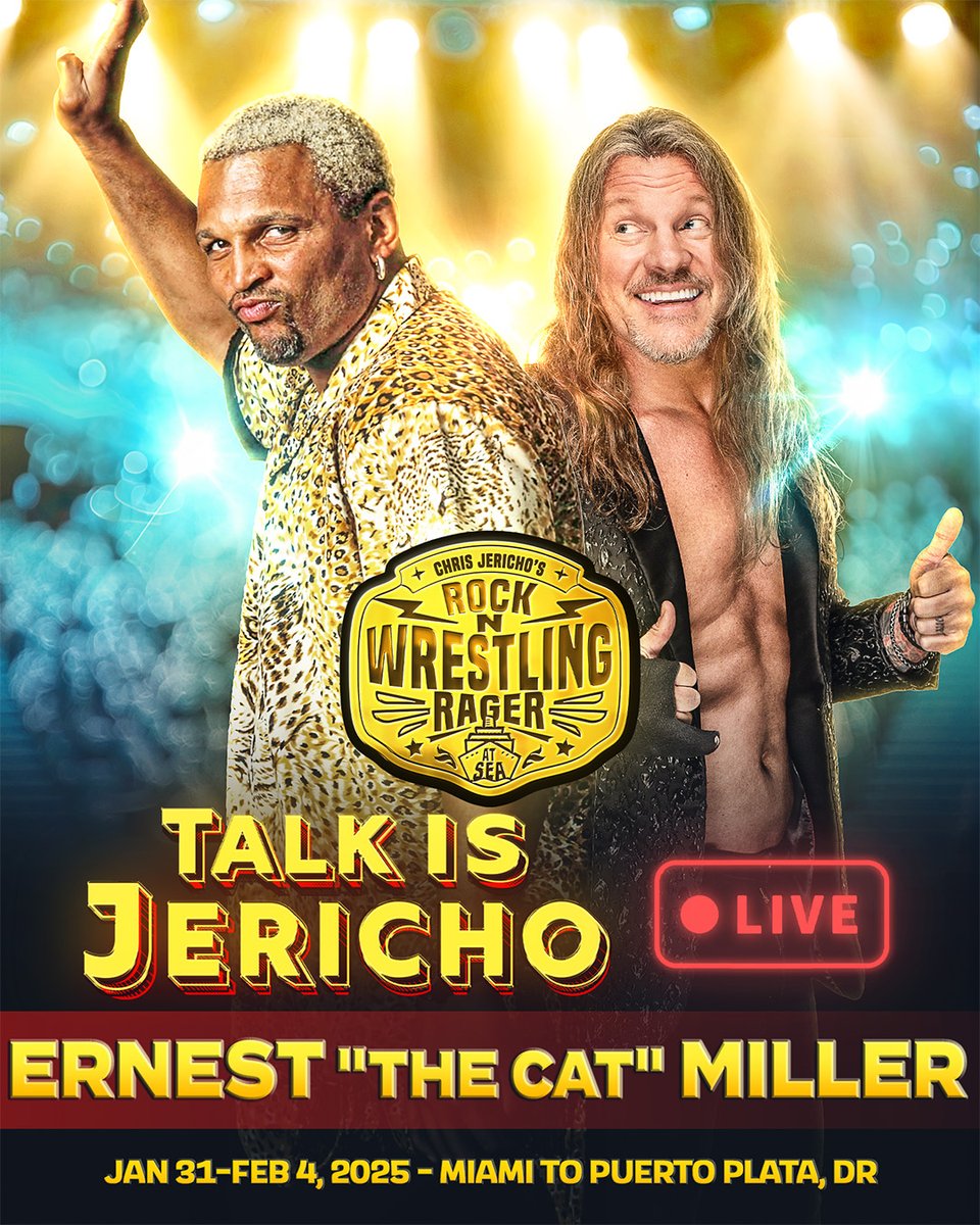 The Nasty Boys can no longer make it onboard this time around—BUT don’t worry, because we’ve got another treat for you! Now joining Chris on Talk Is Jericho is the ERNEST “THE CAT” MILLER! That’s right—get ready for the most must-hear, dropkick-to-your-ears episode yet!