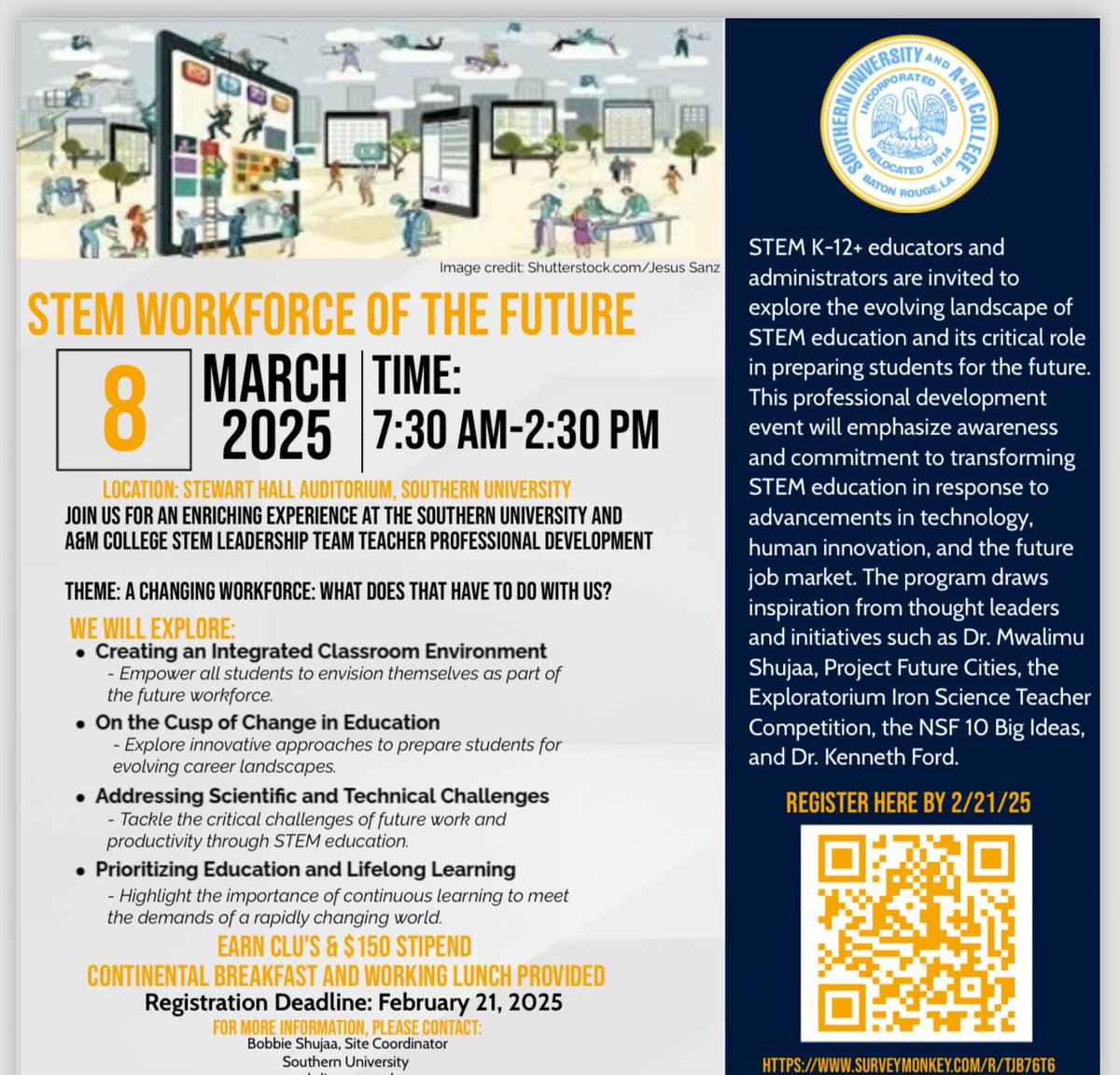 CapitalAreaSTEM's tweet image. 🚀 STEM educators and administrators, mark your calendars for March 8, 2025! 
👉 Scan the QR code to register now!

#STEMEducation #TeacherProfessionalDevelopment #FutureOfWork #LifelongLearning