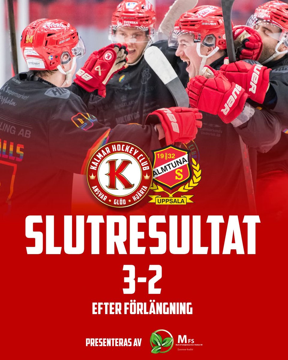 KalmarHC's tweet photo. Vanderbeck avgör i förlängningen! 🙌

Målskyttar KHC
Väyrynen
Lerby
Vanderbeck

Skott
49-21

Publiksiffra
2321

Slutresultatet presenteras av @markfastighetsservice

Foto: Elin Gardelius https://t.co/uBtOxH3dmN