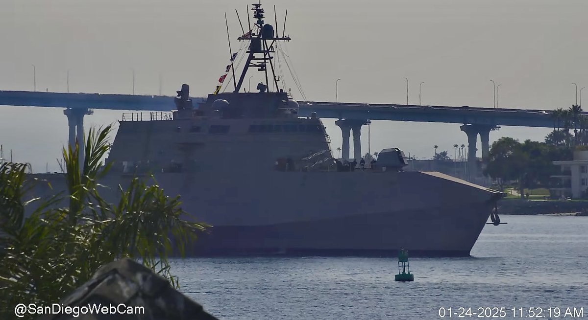 WarshipCam's tweet photo. USS Tulsa (LCS 16) Independence-variant littoral combat ship leaving San Diego - January 24, 2025 #usstulsa #lcs16ย
SRC: YT- SanDiegoWebCam https://t.co/rxXu3qOu1n