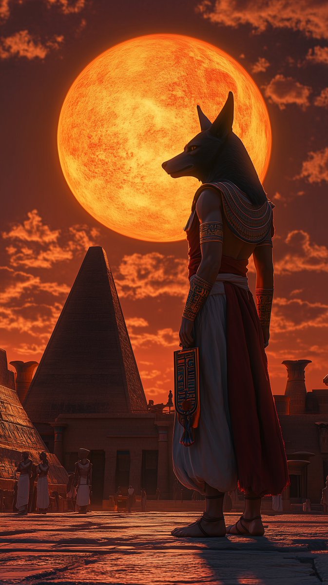 Malzahran2's tweet photo. Under the blazing sun, Anubis watches over the ancient city—a guardian of mysteries and the afterlife. 🖤 https://t.co/zZUE1VPSNp