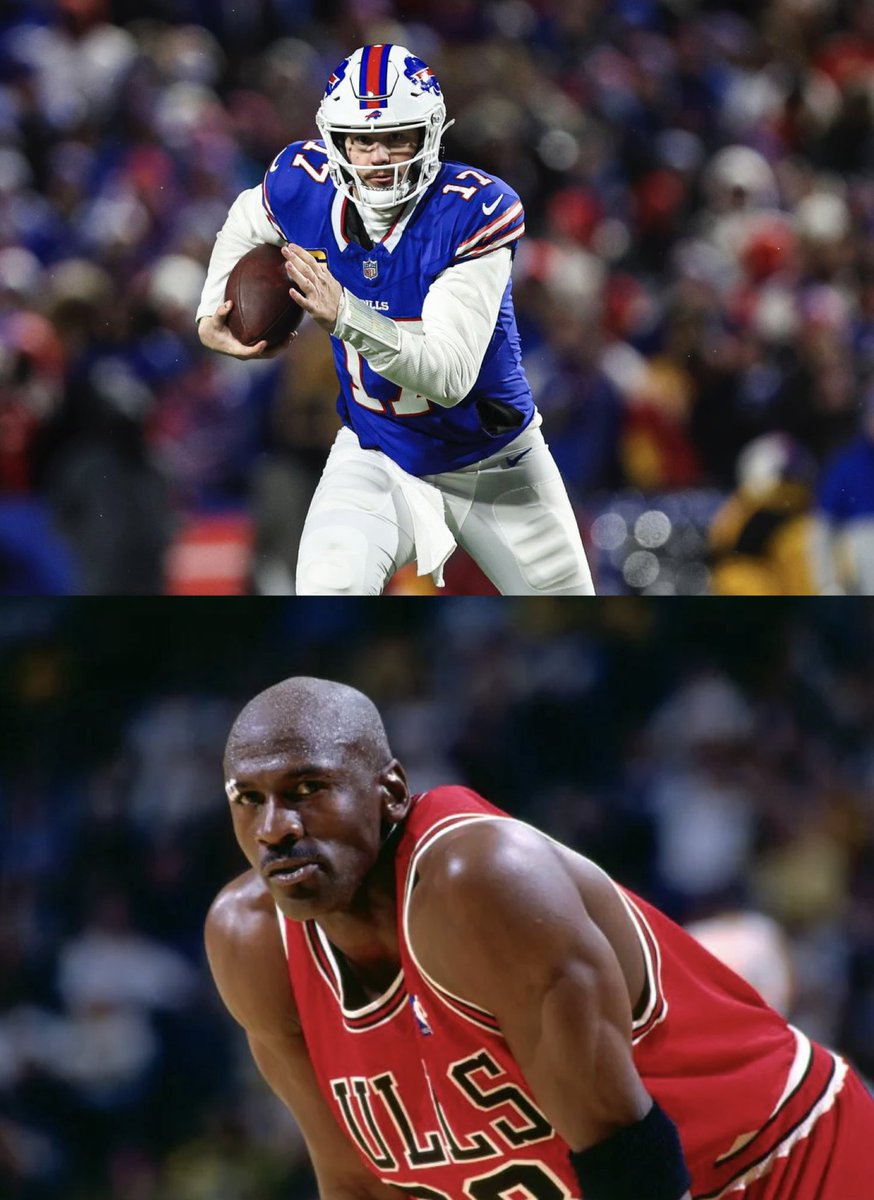 1991 MICHAEL JORDAN VS. 2024 JOSH ALLEN ENTERING CONFERENCE TITLE GAME

Identical seven seasons, facing Pistons
&amp; Chiefs

Franchise titles
Jordan: 0
Allen: 0

Playoff W-L vs. opponent
Jordan: 0-3
Allen: 0-3

Opponent seeking 3-peat?
Jordan: Yes
Allen: Yes

🤯

(Via <a href="/doug_clawson/">Doug Clawson</a>)