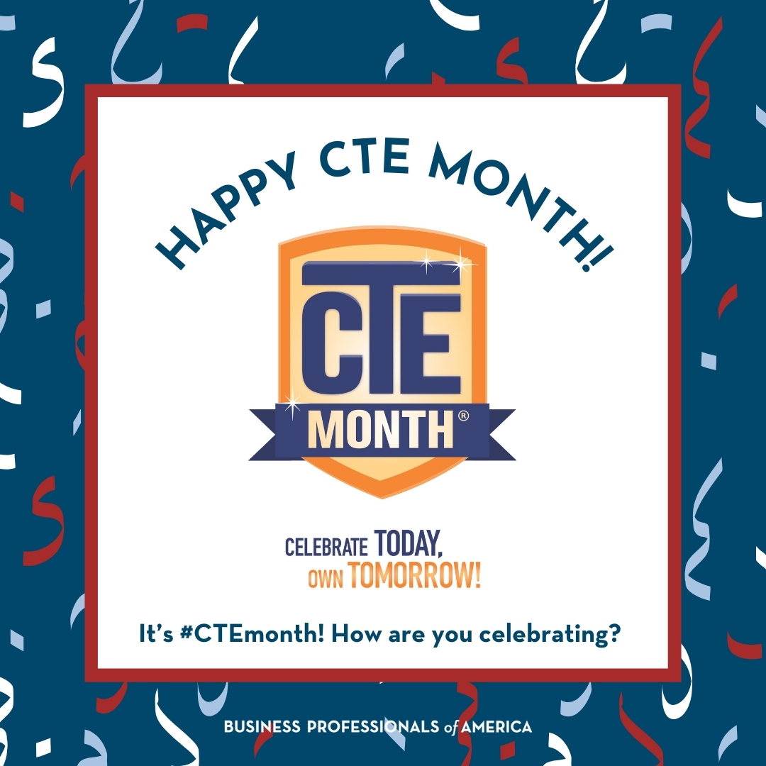 BPAconnect's tweet photo. 🎉 Happy CTE Month! 🎉 This February, we’re celebrating how Career and Technical Education transforms lives and prepares future leaders. Let's showcase the impact of #BPA and CTE!
Share your story with #CTEMonth and #WhyBPA—let’s make some noise for CTE! 🙌 https://t.co/4rQzXgbyQW