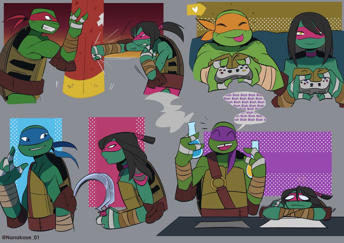 nanakase_01's tweet image. silly turtles interacting ❤️💙🧡💜🩷

#TMNT #tmnt2012 #tmntoc