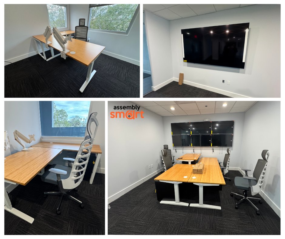 assemblysmart's tweet photo. We helped a local power solutions company set up their Jacksonville operations center. We assembled all of their furniture, and mounted TVs and monitors.

If your office or business needs professional office furniture assembly and setup services, we're here to help! https://t.co/KyIpBUwOcH