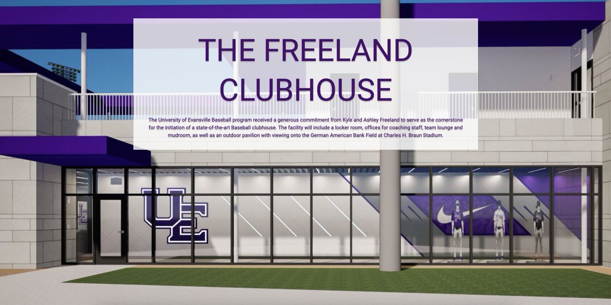 UEAthleticsBASE's tweet photo. 𝒯𝒽𝑒 𝐹𝓇𝑒𝑒𝓁𝒶𝓃𝒹 𝒞𝓁𝓊𝒷𝒽𝑜𝓊𝓈𝑒 🏠

For more on today's groundbreaking of The Freeland Clubhouse, the building plans, and what this means to our program and @UEvansville, visit the link below ⬇️

🔗 https://t.co/F2EGDkbTss
⚾️ #ForTheAces https://t.co/AFsXiQUoCJ