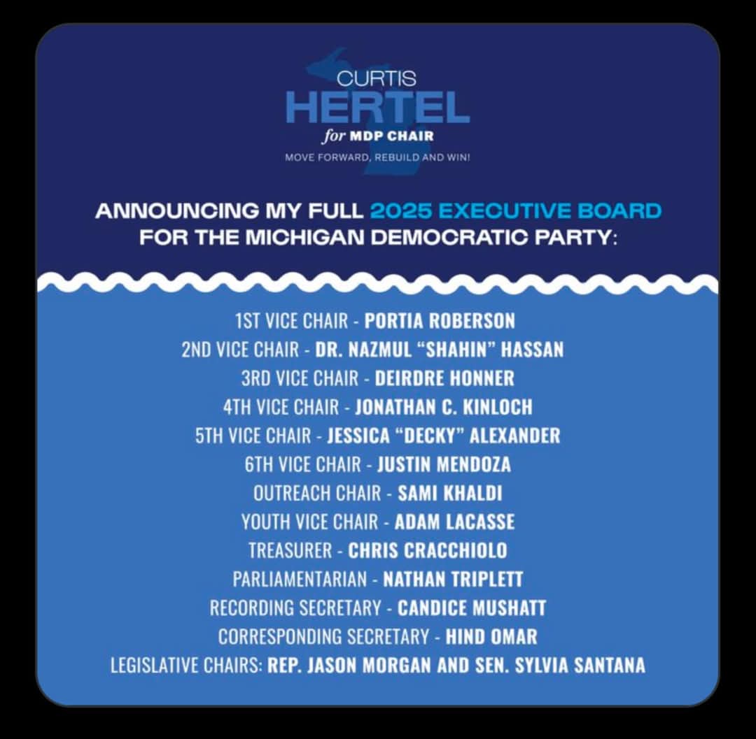 I’m proud, ready and excited to join Curtis Hertel’s team for MDP chair.