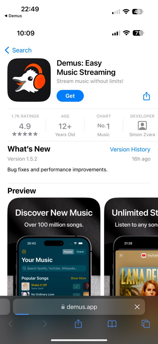 Get Demus on the App Store to listen to your favorite music for free, with no ads and unlimited skips!!