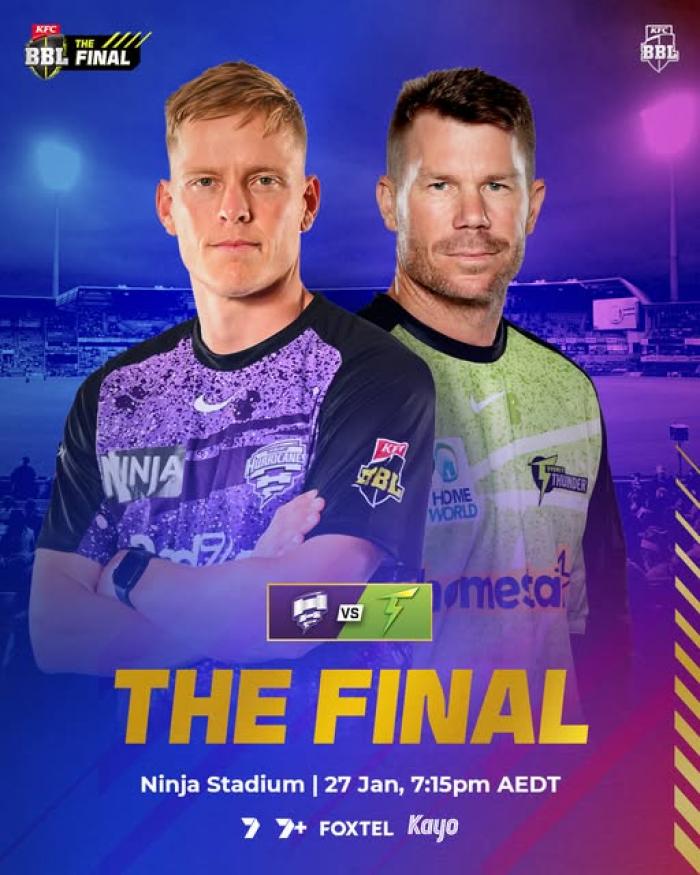 OnlyTasmania's tweet photo. Hobart Hurricanes v Sydney Thunder - Big Bash Final @ Ninja Stadium 

https://t.co/lt8gpzo3y5 https://t.co/Qvjp9DW6Eo