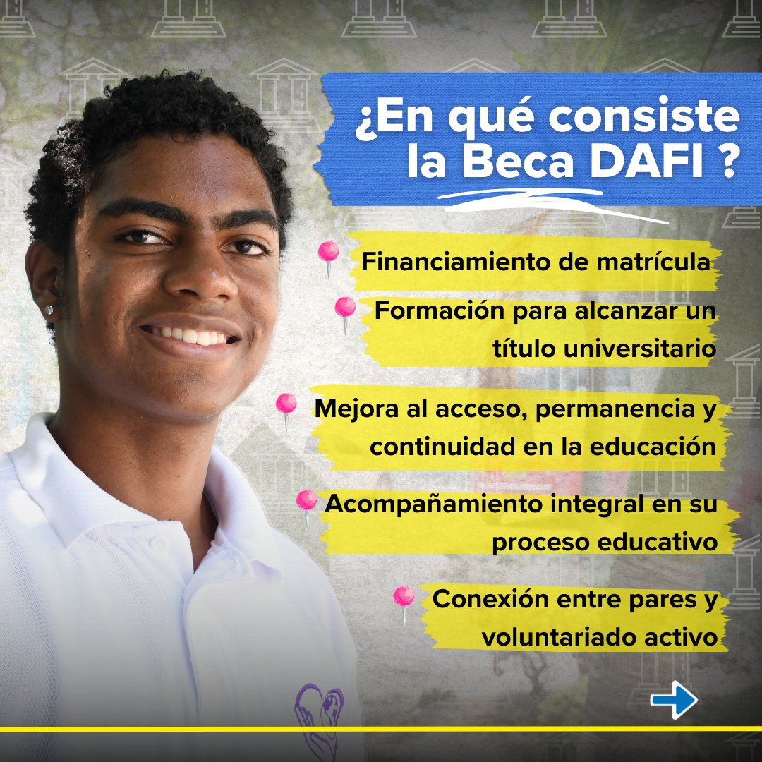 AcnurColombia's tweet photo. En 2024, más de 20 jóvenes forzados a huir accedieron a becas universitarias gracias al programa DAFI y al apoyo de 🇩🇪Alemania y 🇩🇰Dinamarca.

La educación transforma vidas y abre puertas hacia un futuro lleno de oportunidades en 🇨🇴. 🎓💙 https://t.co/Pw3vUvU03g