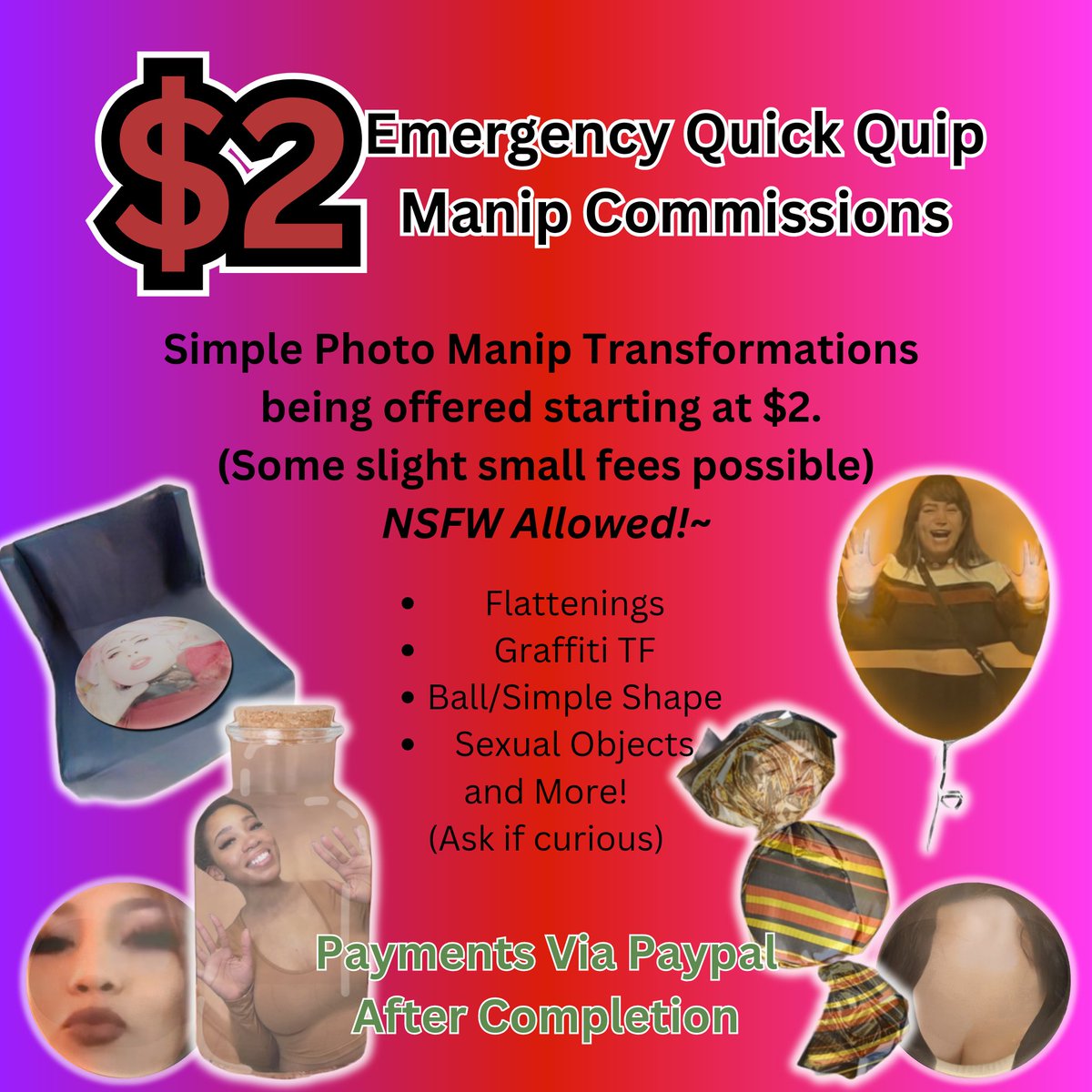 shykiba's tweet photo. Oh yeah. . . I should probably post this here too. . . EMERGENCY DISCOUNTED PHOTOMANIP TF COMMS OPEN https://t.co/tYW7tJu4FM
