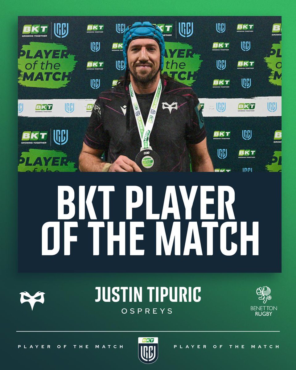URCOfficial's tweet photo. โญ๏ธ Your #BKTURC Player of the Match โญ๏ธ
๐
Justin Tipuric | @ospreys
#BKTURC #URC | #OSPvBEN https://t.co/KfrykWdSFh